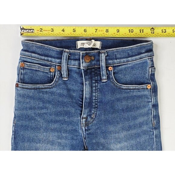 Madewell Size 24X25 Womens Cali Demi Boot Blue Denim Embroidered Logo Jeans - Picture 3 of 12